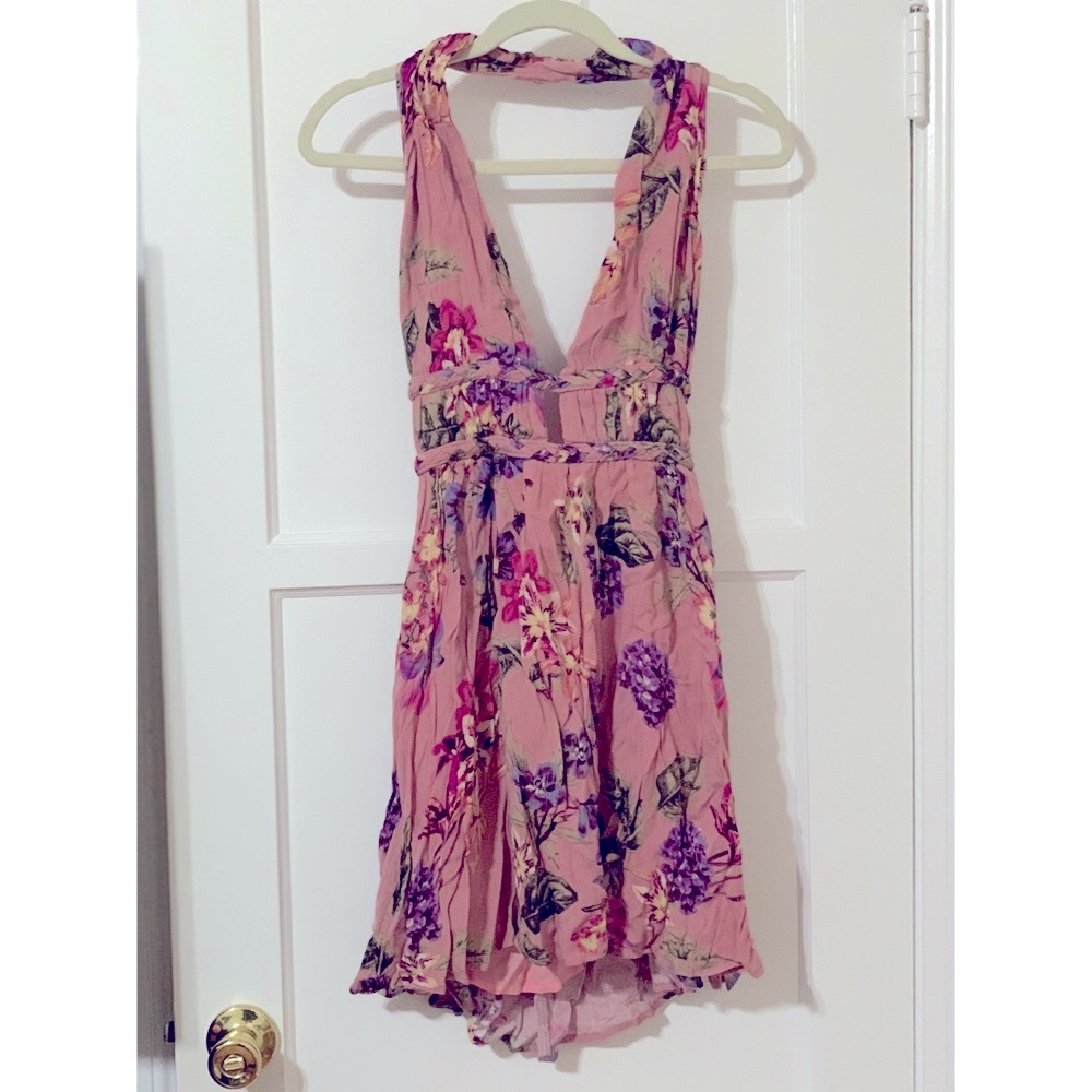 Cute Pink Floral Mini Dress